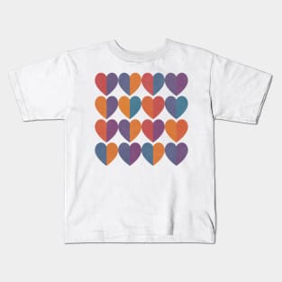 Shades of Love Blue Purple Orange Hearts Kids T-Shirt